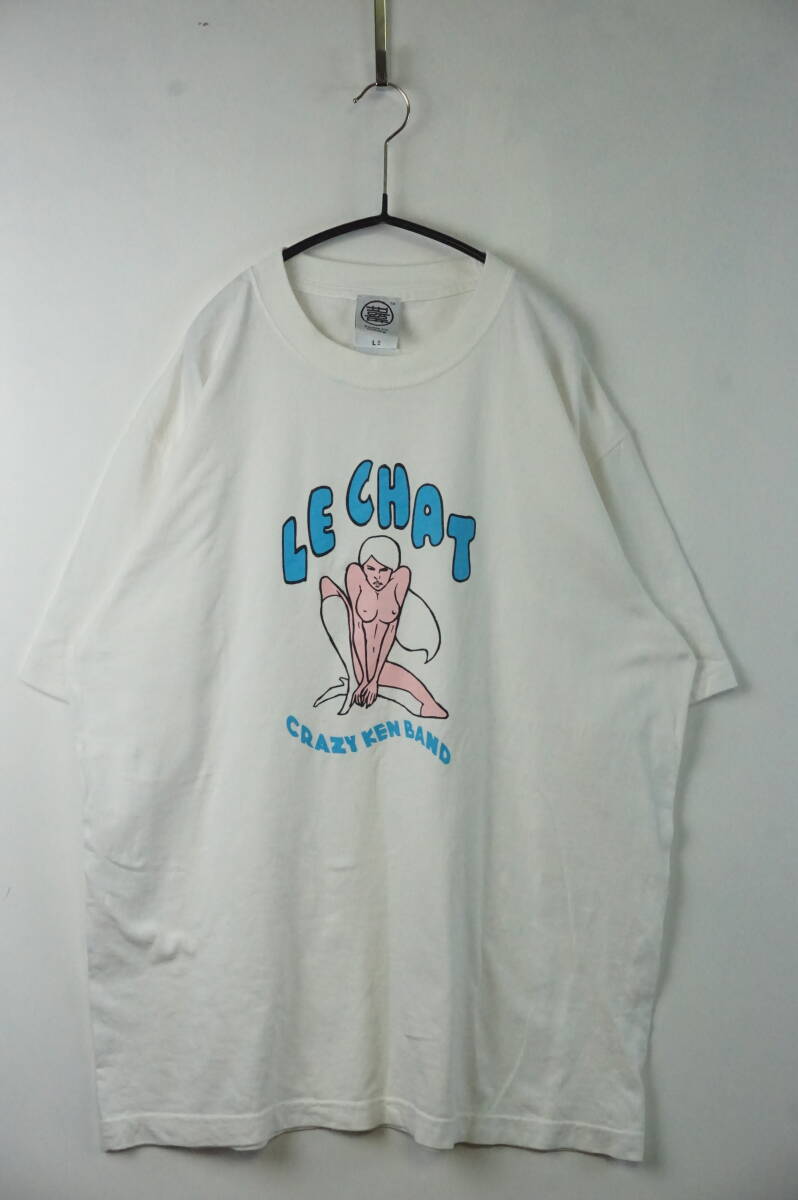 C126/k Lazy ticket band /CRAZY KEN BAND/LE CHAT/ short sleeves T-shirt / men's /L size / music / band T/ van T/