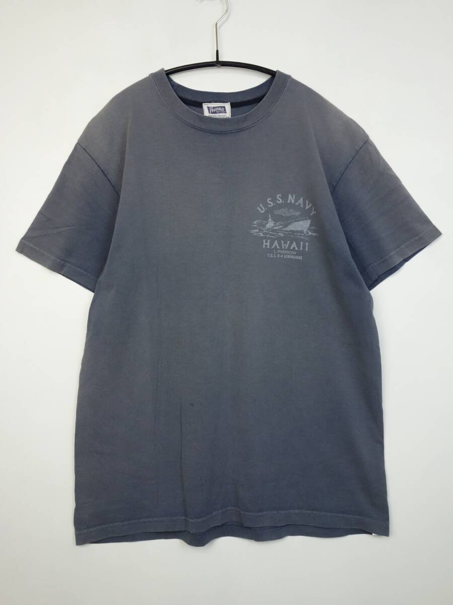 C398/Pherrow's/フェローズ/U.S.S.NAVY V-4潜水艦/コットン半袖Tシャツ/USED加工/メンズ/XLサイズ_画像1