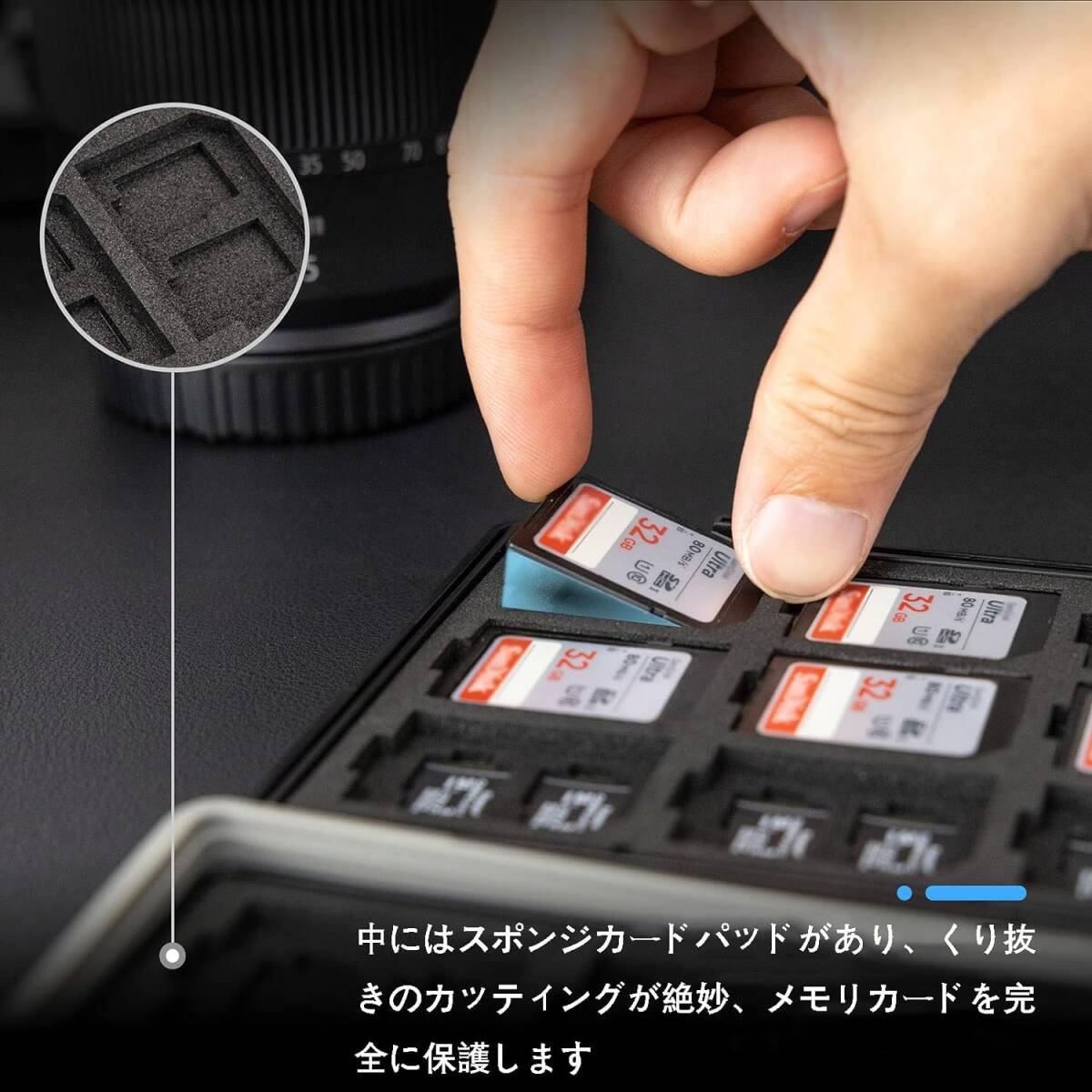 JJC 54 スロット 大容量 メモリーカードケース 18枚 SD SD SDHC SDXC カード + 36枚 MicroSD _画像3
