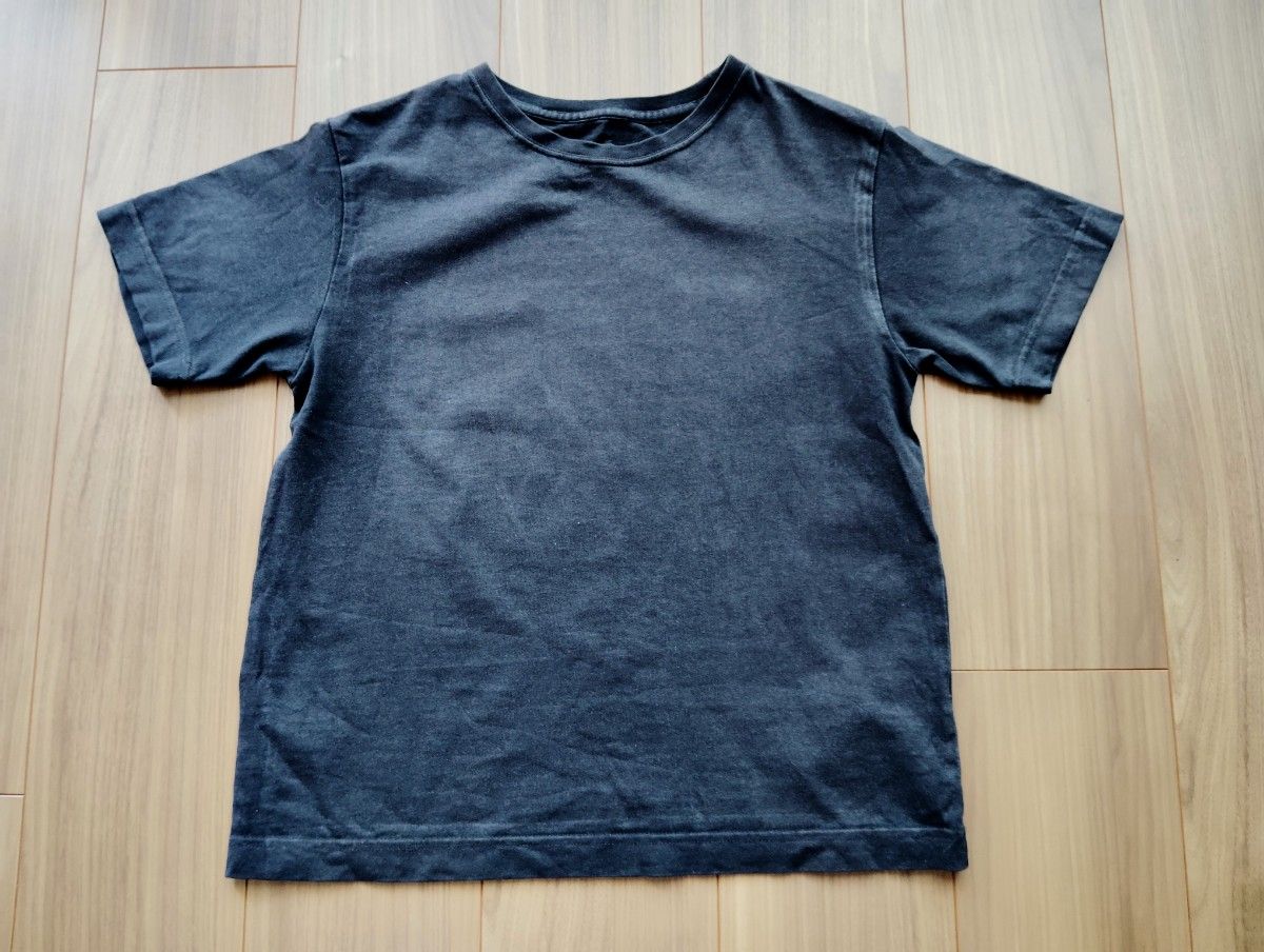 【子ども服150】シンプルな黒無地Tシャツ 半袖 クルーネック コットン