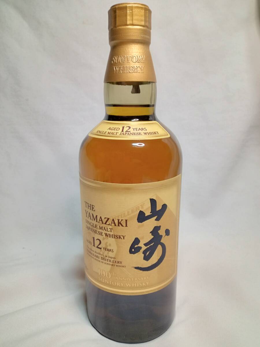 未開栓 サントリー 山崎 12年 シングルモルト ウイスキー 100周記念ラベル/THE YAMAZAKI SINGLE MALT JAPANESE WHISKY AGED 12 YEARS_画像1