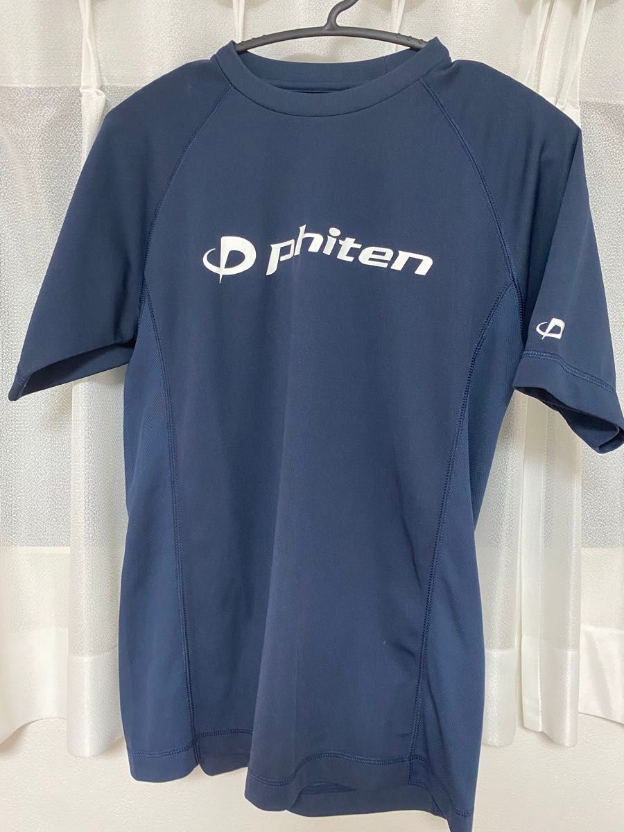 phiten(ファイテン) RAKUシャツ SPORTS 吸汗速乾 半袖 ネイビー/白ロゴ S