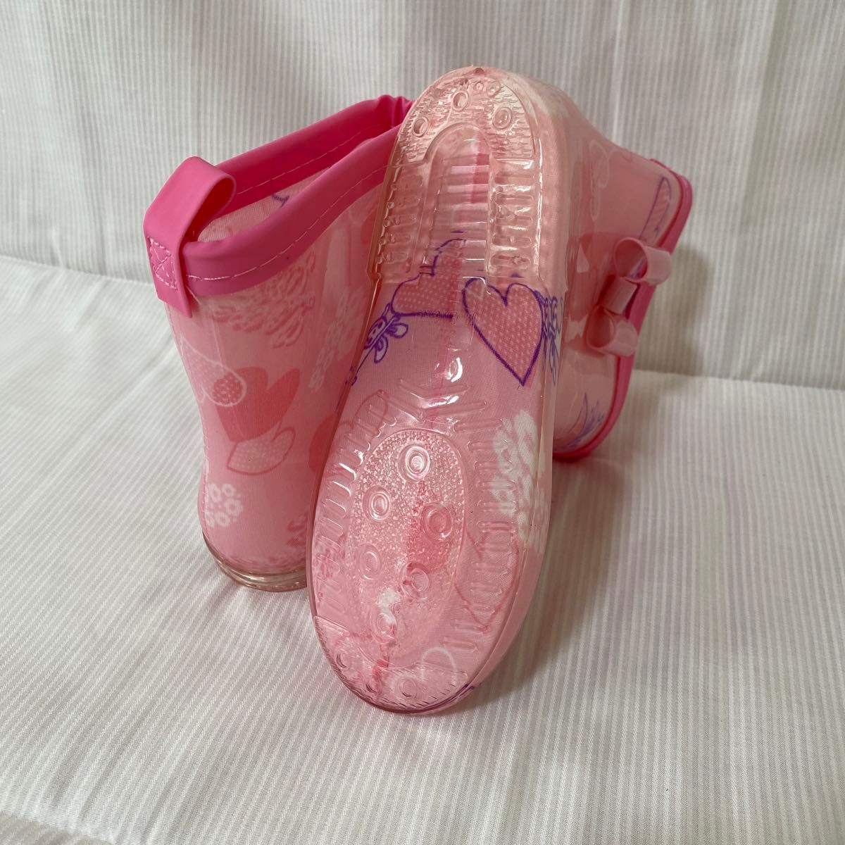 18cm レインブーツ 長靴 キッズ レインシューズ ハート ピンク リボン かわいい ピンク