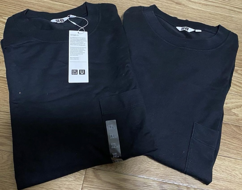 定価4,378円 UNIQLO(ユニクロ) UNIQLO U クリストフ・ルメール監修 オーバーサイズ ポケットTシャツ ロングスリーブ 同型同色2枚セットの画像8