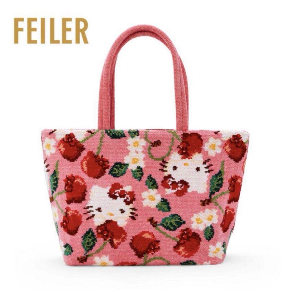 Feiler フェイラー ハローキティ チェリー ピンク トートバッグ Feiler フェイラー ハローキティ チェリー ピンク トートバッグ