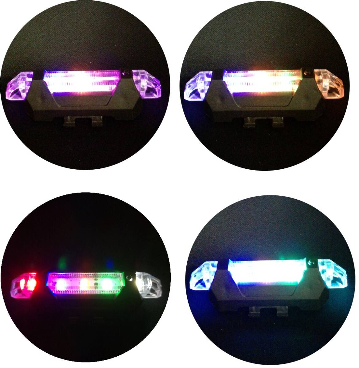 LED フラッシュライト 5色 レインボー USB充電式 自転車用 テールライト テールランプ バックライト リアライト 送料無料 夜間 安全運転