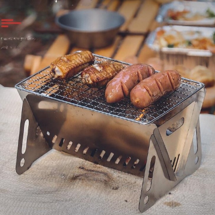 バーベキュー ポータブルコンロ ミニ コンパクト 折りたたみ BBQ 軽量 携帯 小型焚火台 ミニ ソロキャンプ アウトドア ツーリング 送料無料の画像2