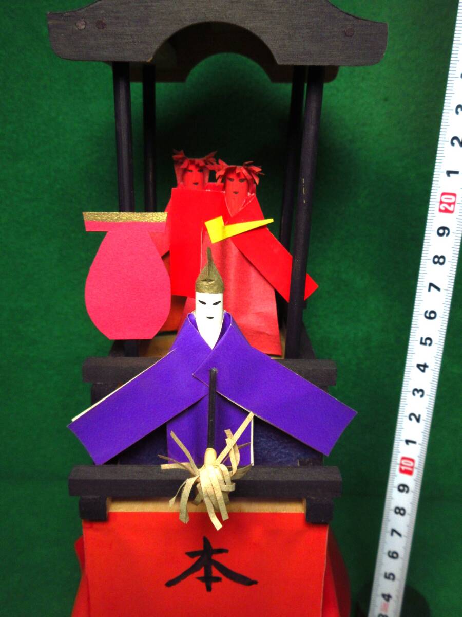 郷土玩具　木工玩具　　名古屋久能山・東照宮祭りの山車 『本町の猩々車』　伊藤はる作？　廃絶_何もかもが酔って真っ赤に見えます。