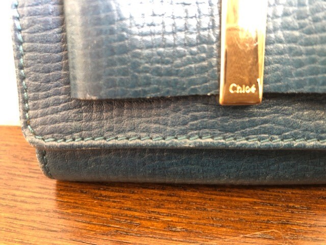 ☆USED【クロエ Chloe】財布 三つ折り財布*ターゴイスブルー*ブルー*箱付き*ノベルティカード付き☆_画像8