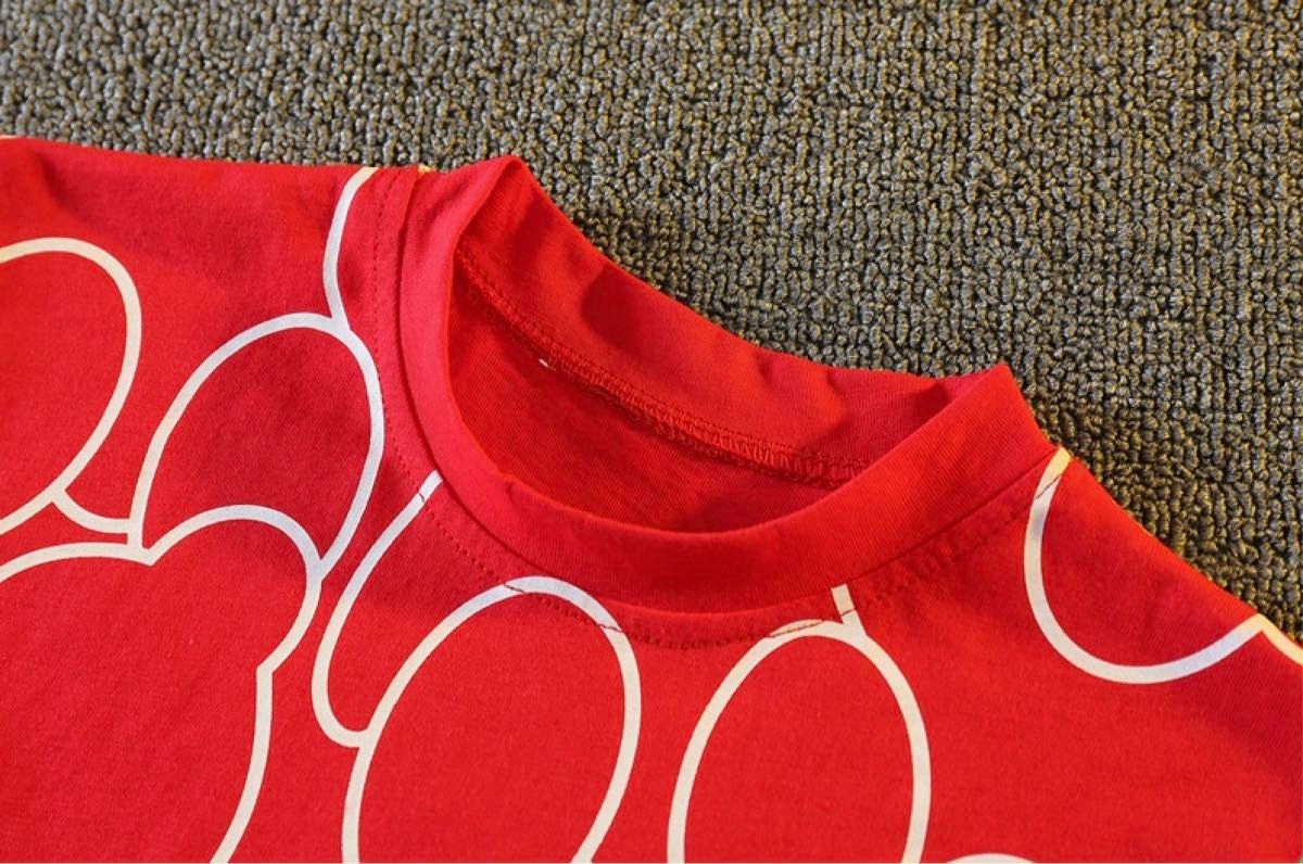 【期間限定価格】キッズ くま クマ セットアップ ダメージ加工 ジーンズ パンツ 男の子 女の子 夏服 赤 90 韓国子供服