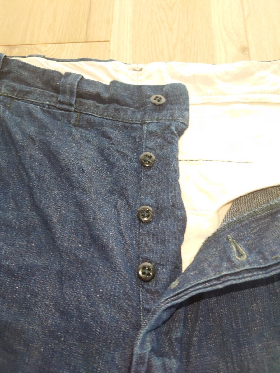 極上 真っ紺 40s 50s ビンテージ デニム トラウザー ワークパンツ Vintage Denim Trousers Work Pants の画像3