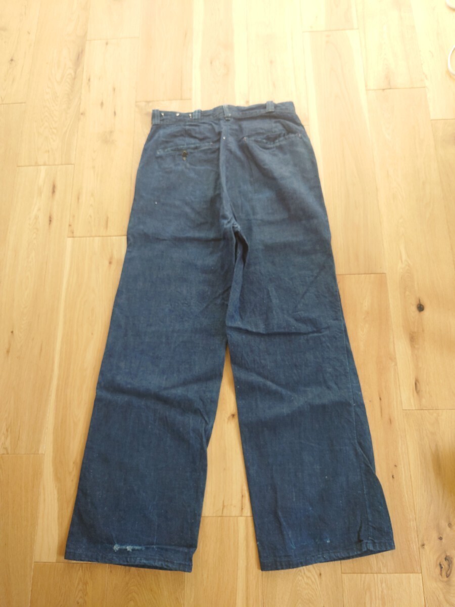 極上 真っ紺 40s 50s ビンテージ デニム トラウザー ワークパンツ Vintage Denim Trousers Work Pants の画像6