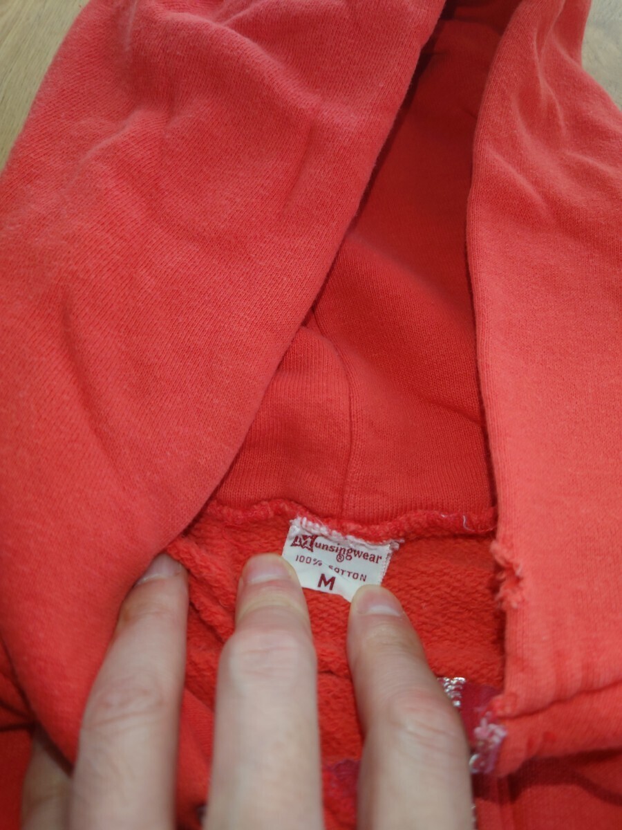 60s Vintage Zip up Parker sepapoke red red size M cotton 100% full Zip separate pocket MunsingWear