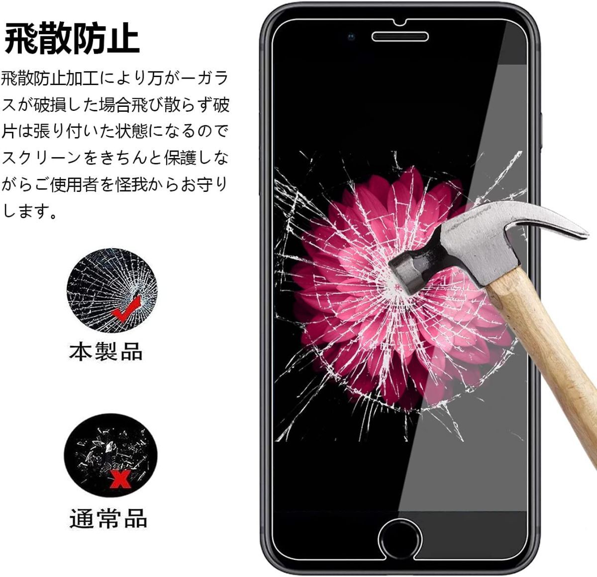 iphone 8 plus 強化ガラスフィルム apple iphone8plus 平面保護 アイフォンエイトプラス 破損保障あり_画像9