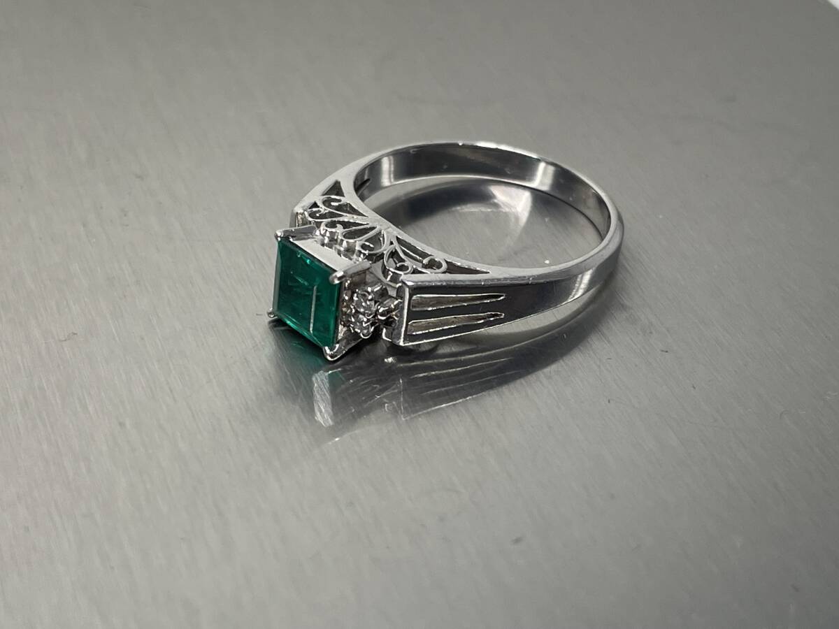  one jpy emerald te The Yinling g platinum ring ring Pt900 emerald lady's gross weight 4.7g