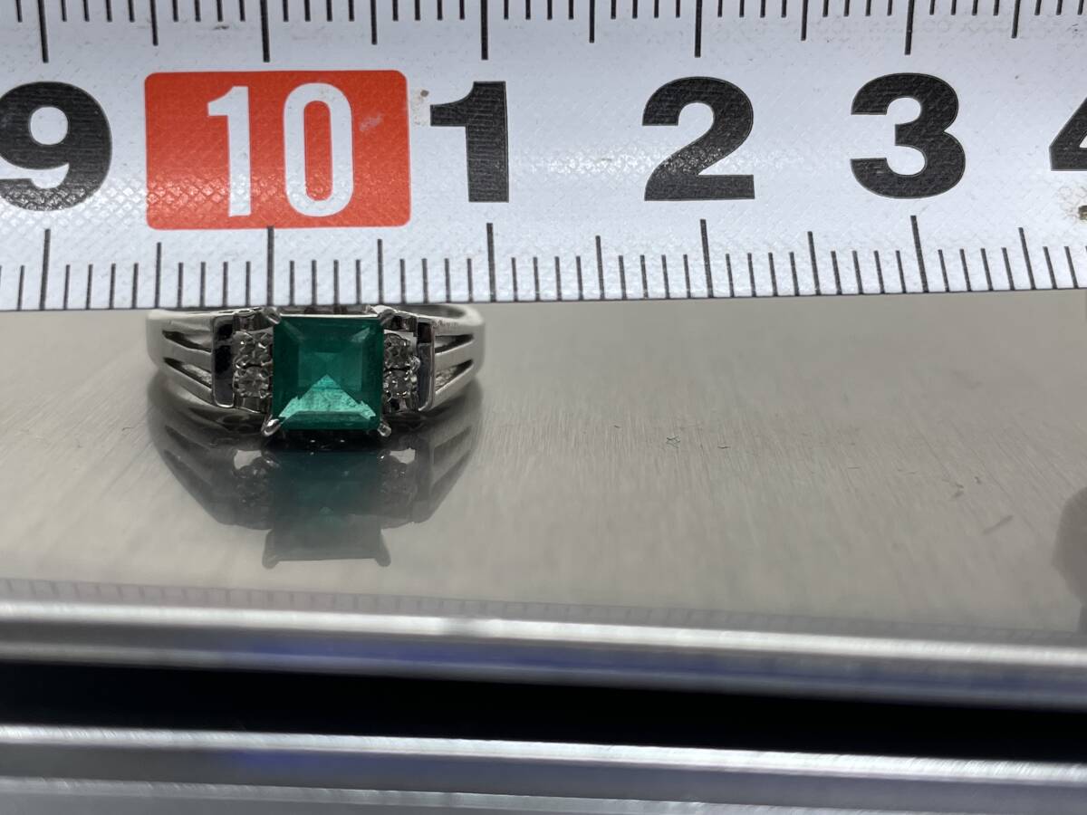  one jpy emerald te The Yinling g platinum ring ring Pt900 emerald lady's gross weight 4.7g