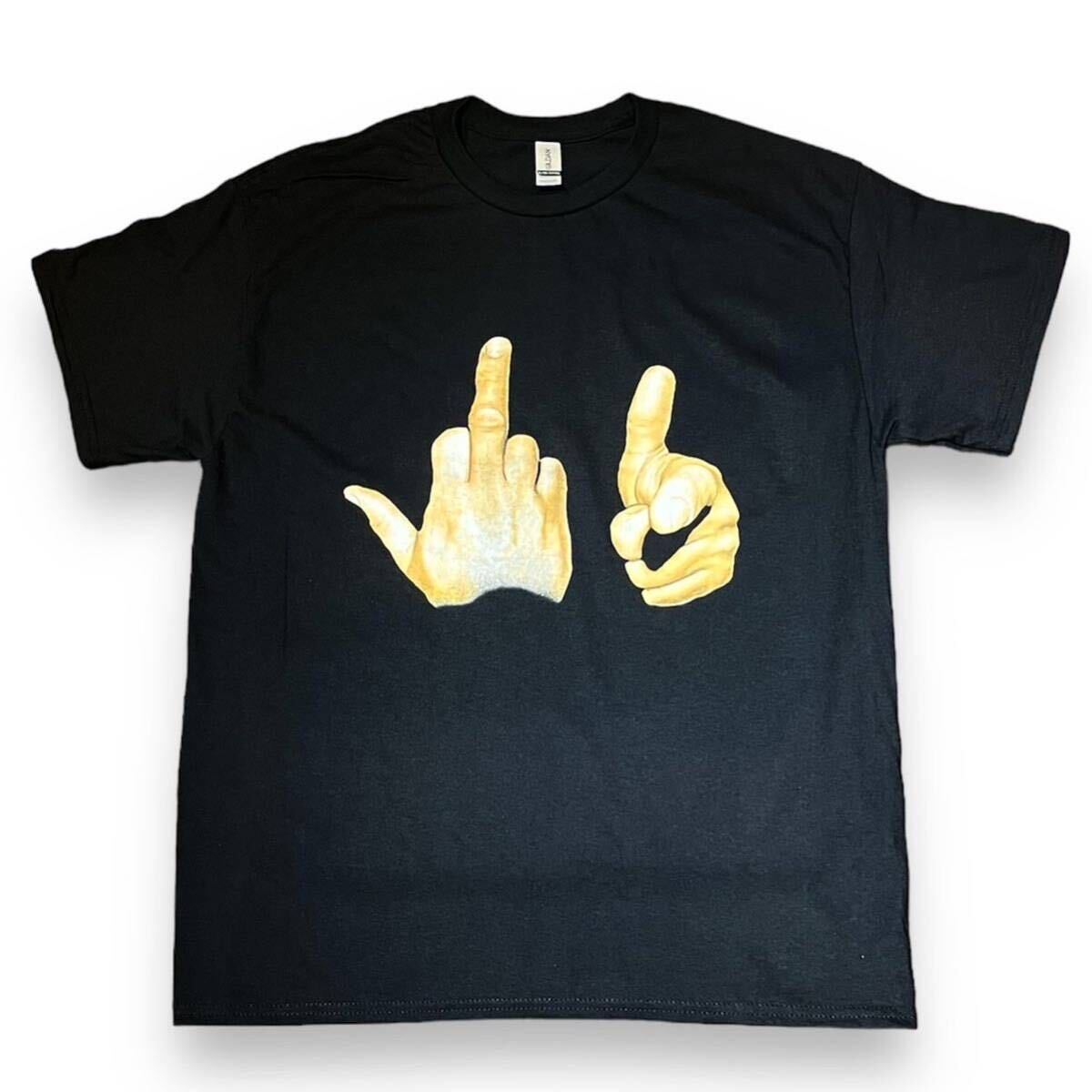 OLD & VINTAGE FUCK YOU HAND SIGN Tシャツ 黒 ファックユー OLD & VINTAGE FUCK YOU HAND SIGN Tシャツ 黒 ファックユー