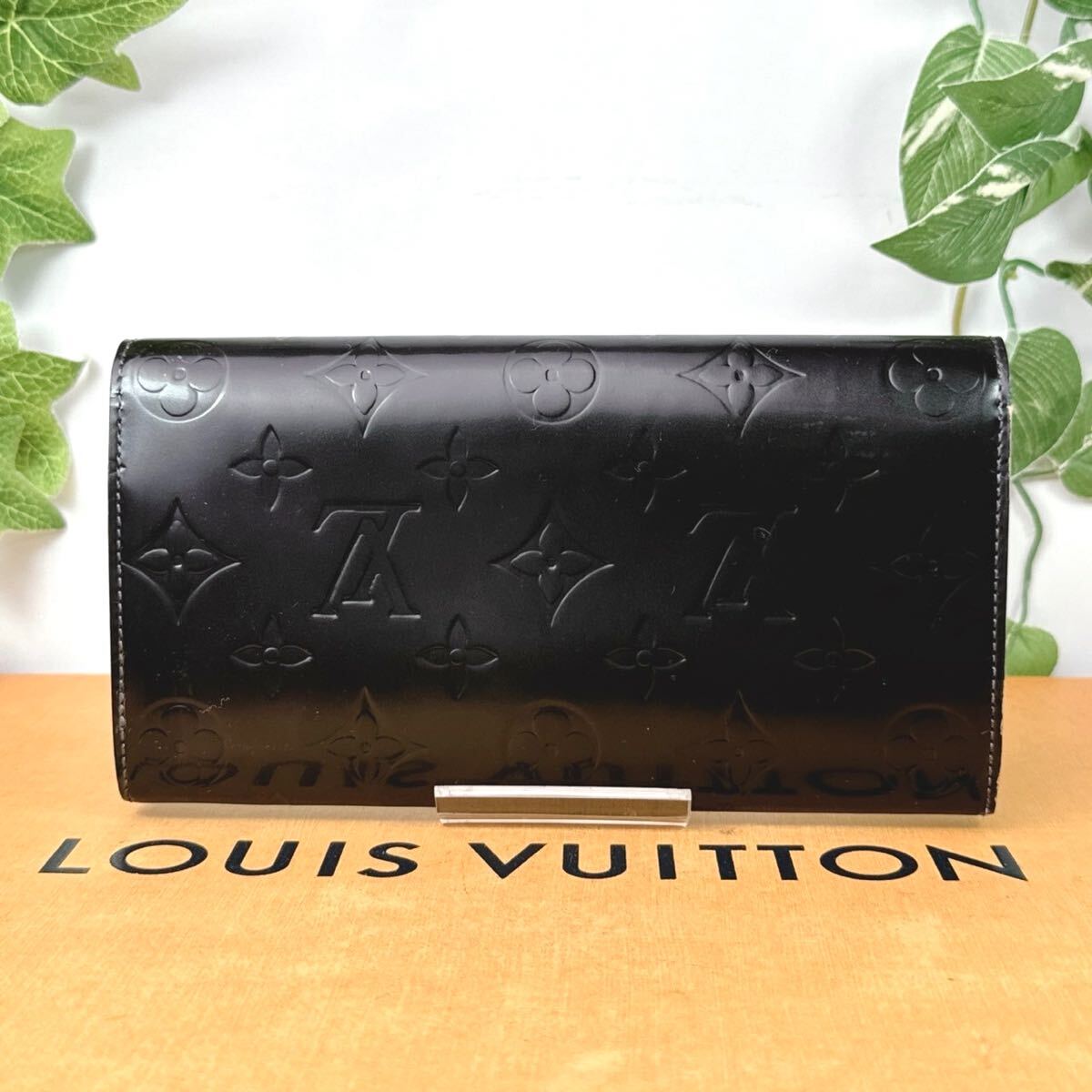 1円 LOUIS VUITTON ルイヴィトン ヴェルニ サラ 長財布 シリアルナンバー TH0042 ブラック×ベージュ系 男女兼用_画像2