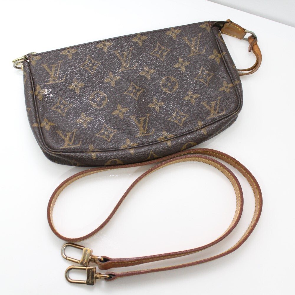 T6D0509 LOUIS VUITTON/ルイヴィトン モノグラム ポシェット アクセソワール M51980 AR1918 レディース ショルダーストラップ付_画像9