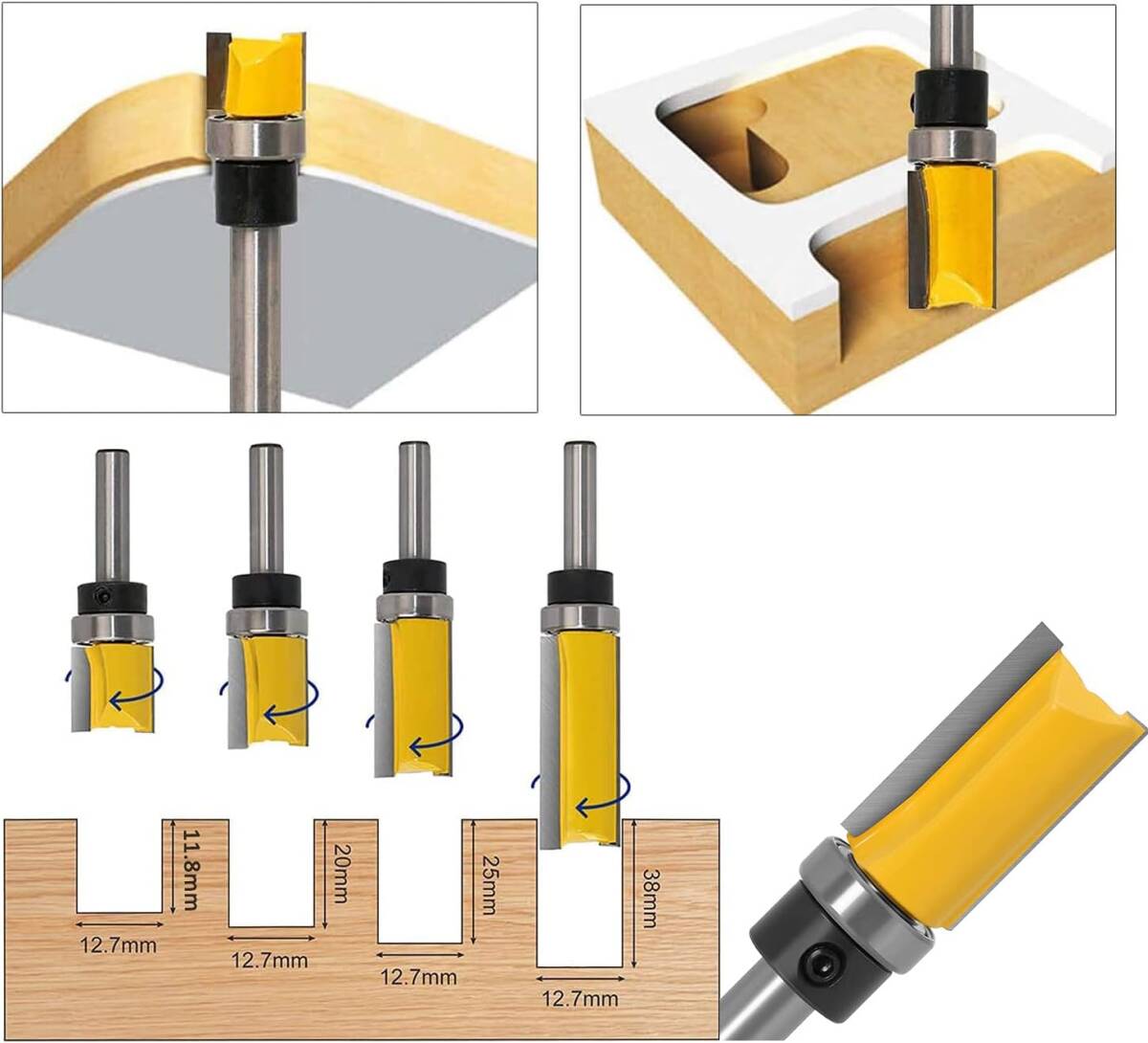 GOOMAND carbide strut bit axis 6.35mm trimmer bit tang stain steel trimmer router bit cutter for carpenter 