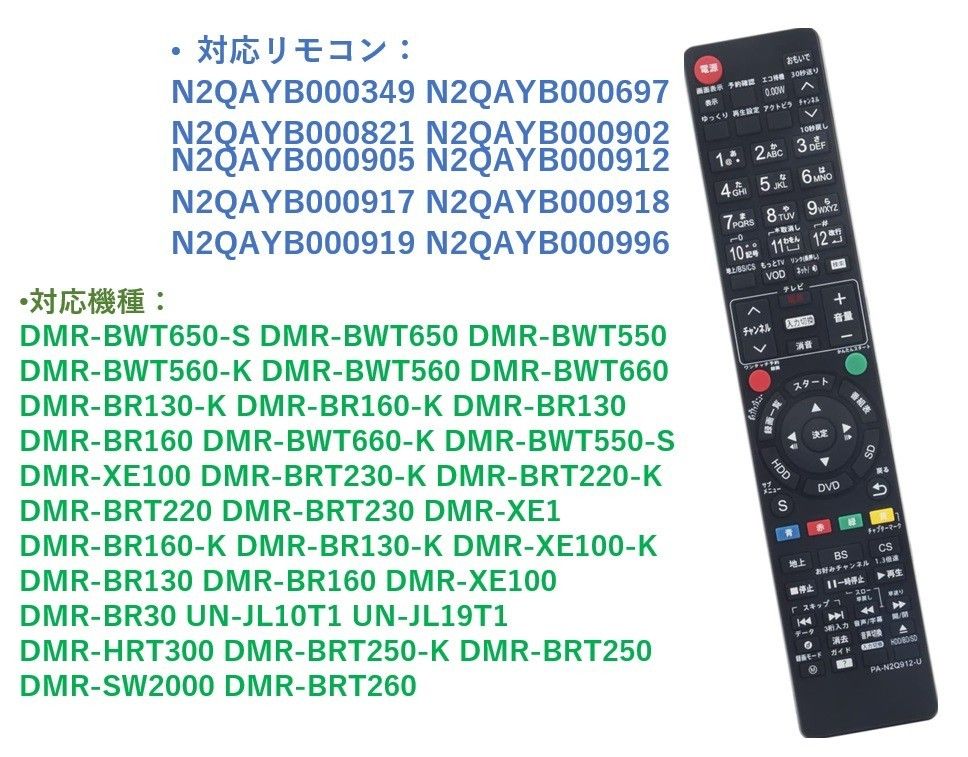 2-19 パナソニック DIGA ブルーレイディスクレコーダー 代用リモコン