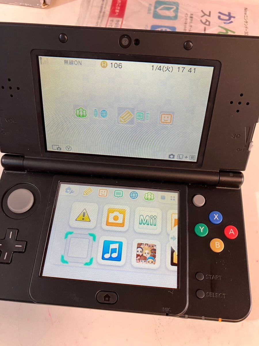 【#kk】【通電○】【カセットまとめ付き】Nintendo 3DS New3DS ニンテンドー3DS 任天堂 コスモブラック アイスホワイト 箱説付 の画像8
