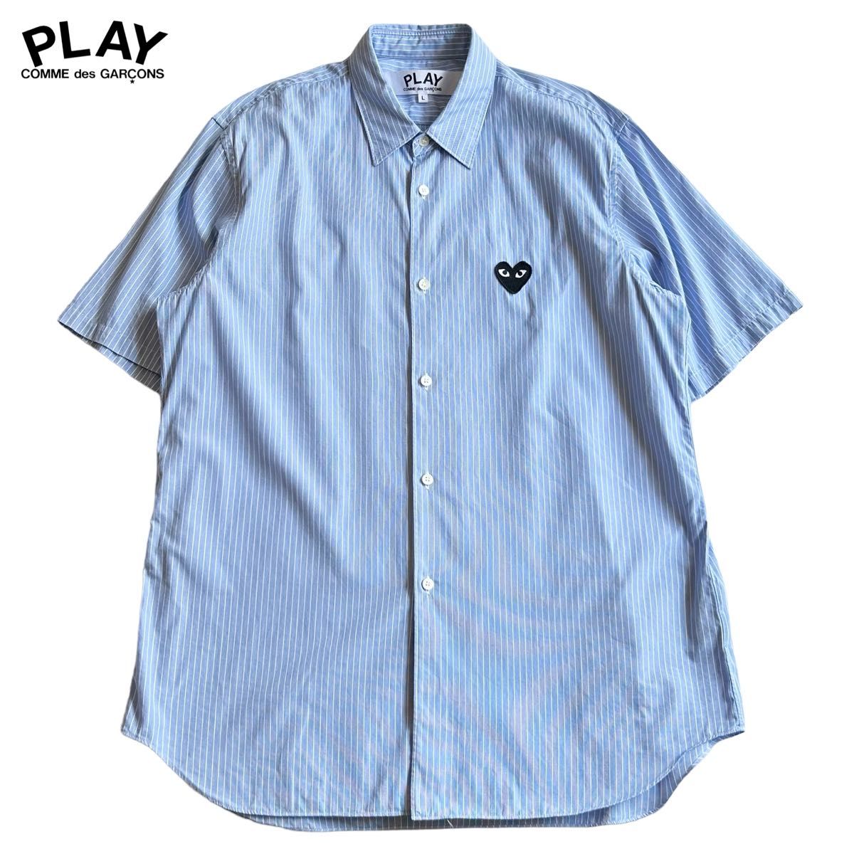 プレイコムデギャルソン キッズ ストライプ半袖シャツ サイズ4 美品 PLAY COMMEdesGARCONS プレイ コムデギャルソン 半袖シャツ