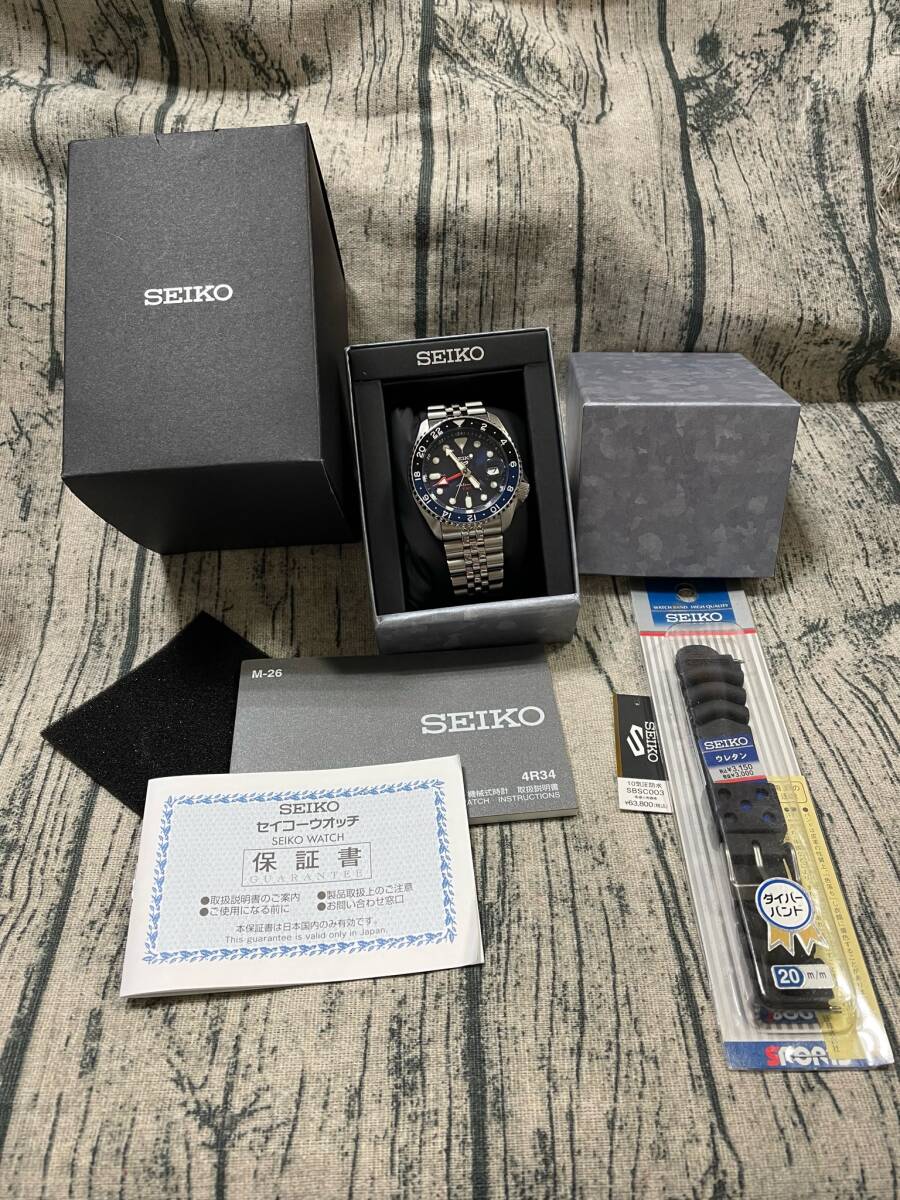 SEIKO 5　GMT　4R34-00A0　自動巻　美品/未使用ウレタンベルト付/稼働品_画像1