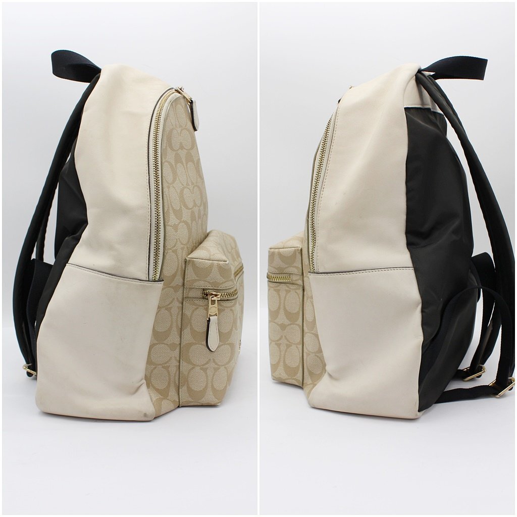  Coach rucksack F58314 signature PVC× leather backpack ivory series COACH z24-1297 secondhand goods z_b