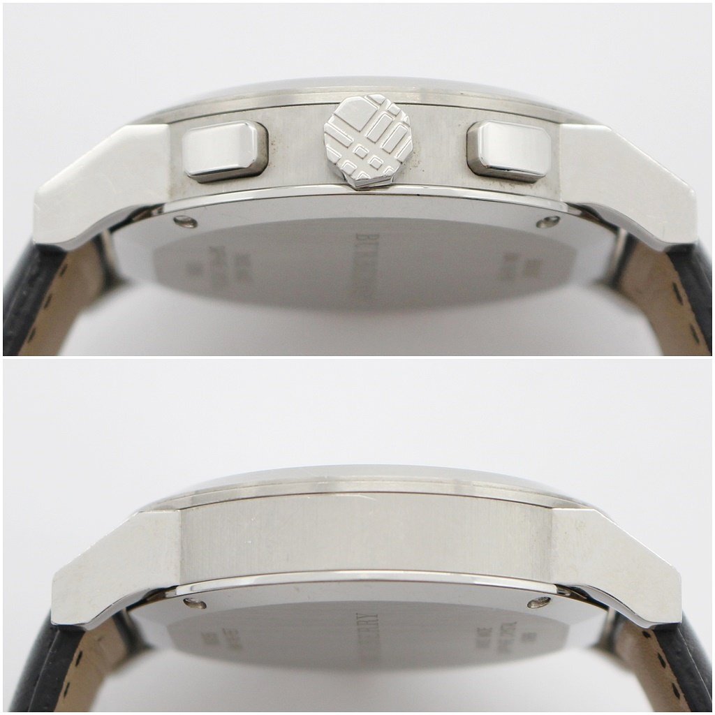 バーバリー メンズ 腕時計 BU9355 クォーツ デイト クロノグラフ シルバー文字盤 電池交換済み BURBERRY z24-1368 中古品 z_w_画像4