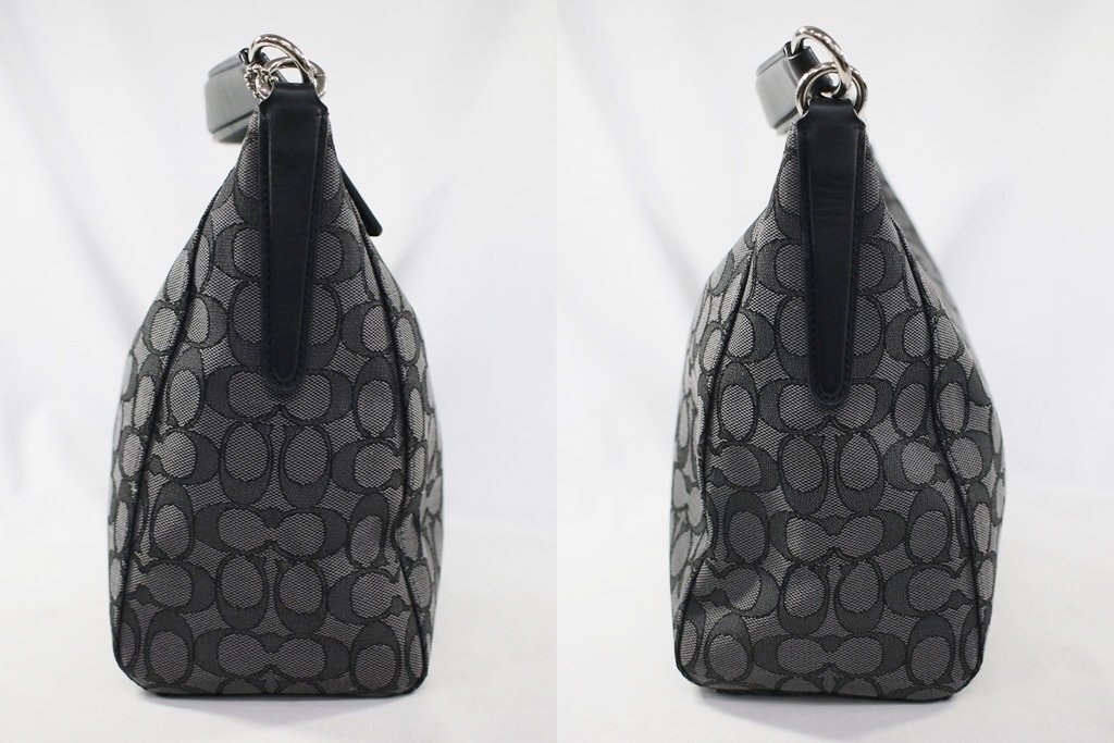 * beautiful goods COACH Coach F54936 signature 2way handbag shoulder bag black black nylon leather lady's 