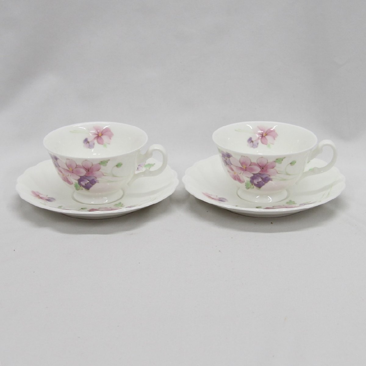 Noritake ノリタケ ペア カップソーサー 花柄 ２客セット 中古品 m_b(j) m24-36880_画像1