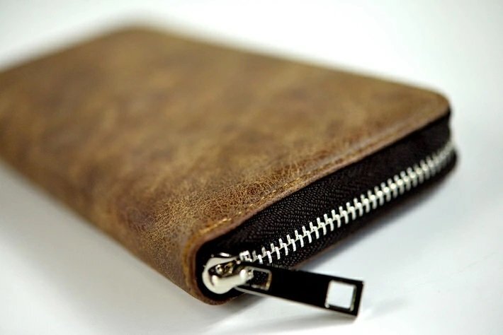  long wallet men's purse PU leather men's round Zip Vintage processing .... feeling SMG-01-06 Brown new goods 1 jpy start 