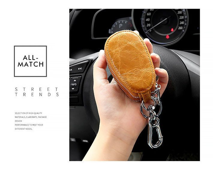  key case men's lady's original leather smart key key holder key key chain change purse .7988359 Camel new goods 