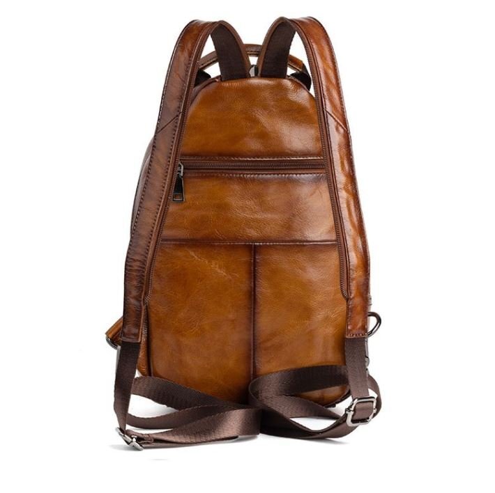  original leather oil leather body bag men's lady's real leather leather rucksack multifunction bag Father's day ipad 7987895 Camel new goods 1 jpy start 