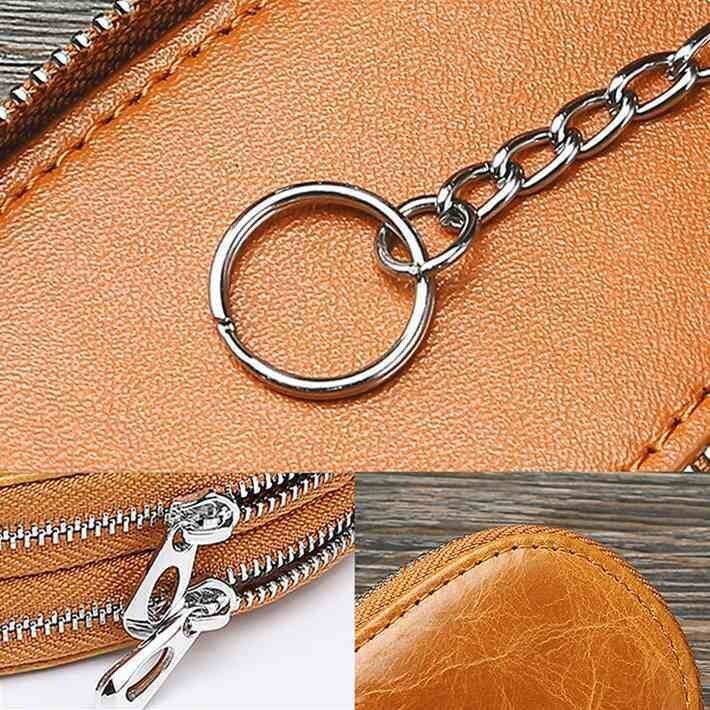  key case men's lady's original leather smart key key holder key chain change purse .7988359 dark brown new goods 