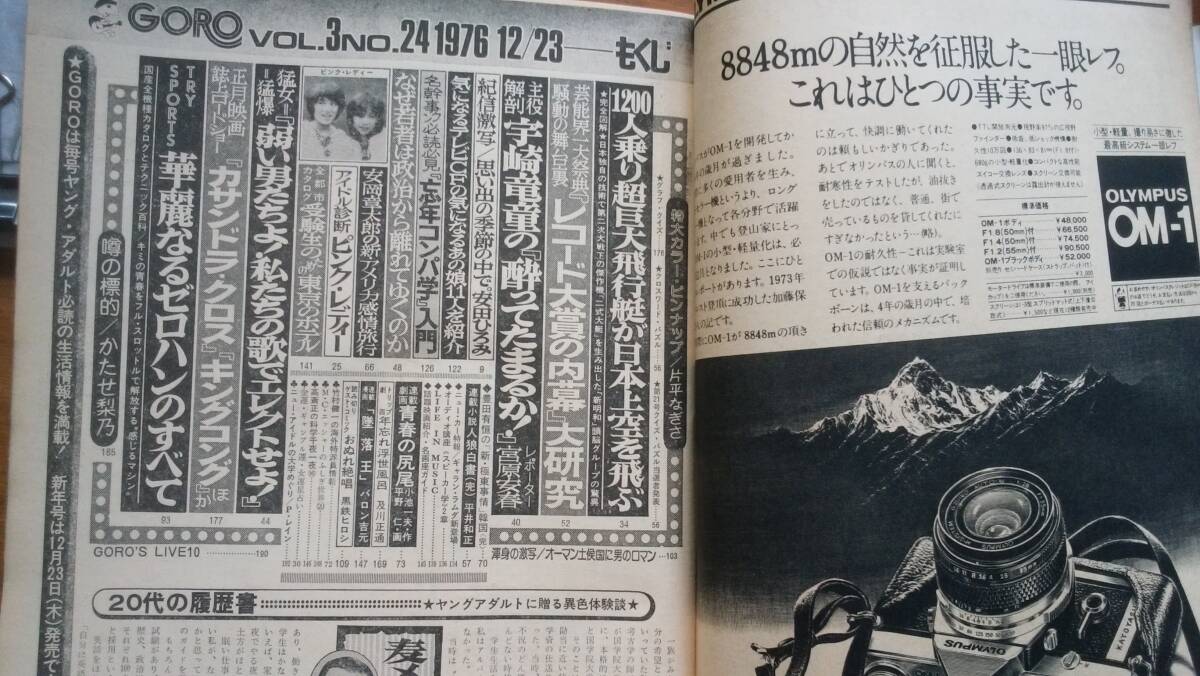 雑誌『ＧＯＲＯ　3巻24号』昭和51年　並品です　Ⅵ２ グラビア：安田ひろみ　ピンナップ：片平なぎさ　宇崎竜童・かたせ梨乃・ピンクレディ_画像7