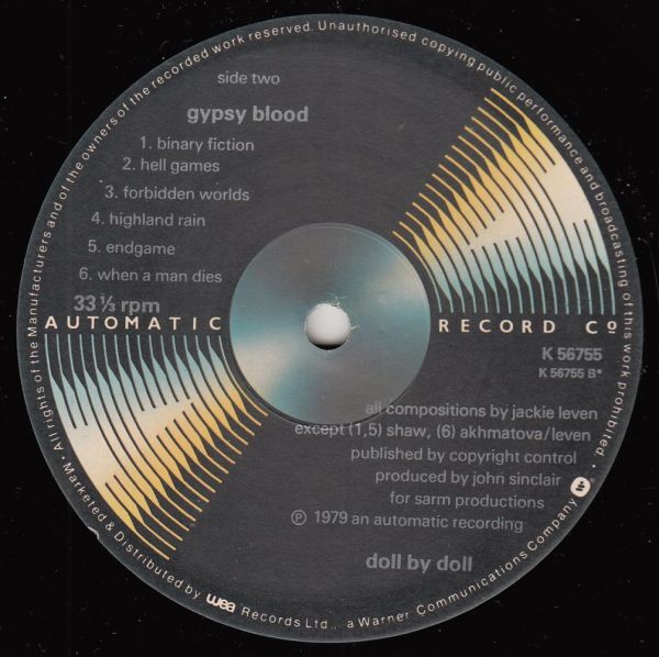 英 オルターナティブ ド－ル・バイ・ドール LP Gypsy Blood 1979年の画像6