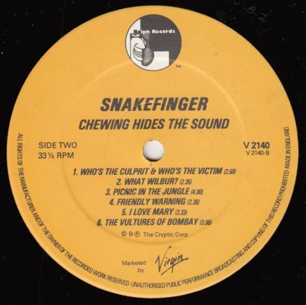 英 アブストラクト、実験音楽　スネークフィンガー　LP　Chewing Hides The Sound　1979年_画像4
