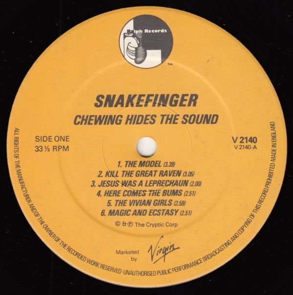英 アブストラクト、実験音楽　スネークフィンガー　LP　Chewing Hides The Sound　1979年_画像3