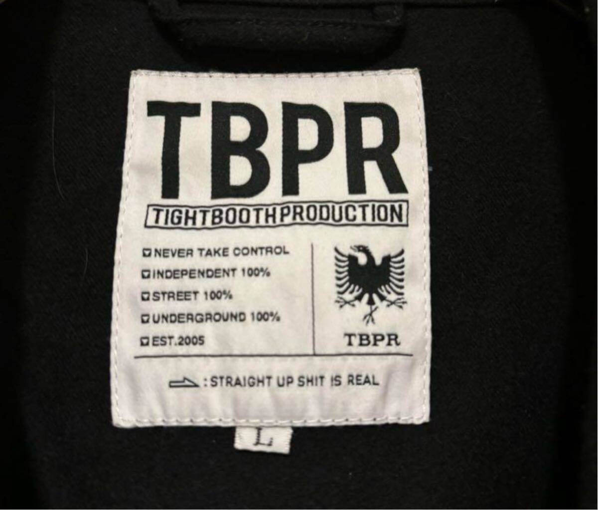 TBPR TIGHTBOOTH PRODUCTINO タイトブース ジャケット テーラード 黒色 ブラック L オーバー フォトデザイン 刺繍ロゴ ストレッチ ウール_画像9