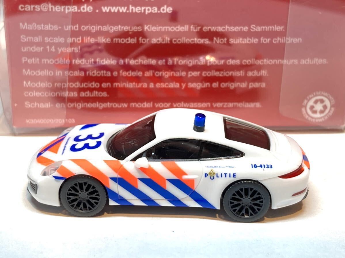 Herpa Porsche 911 (991) Carrera 4S ポルシェ カレラ Politie オランダ警察 1/87_画像3