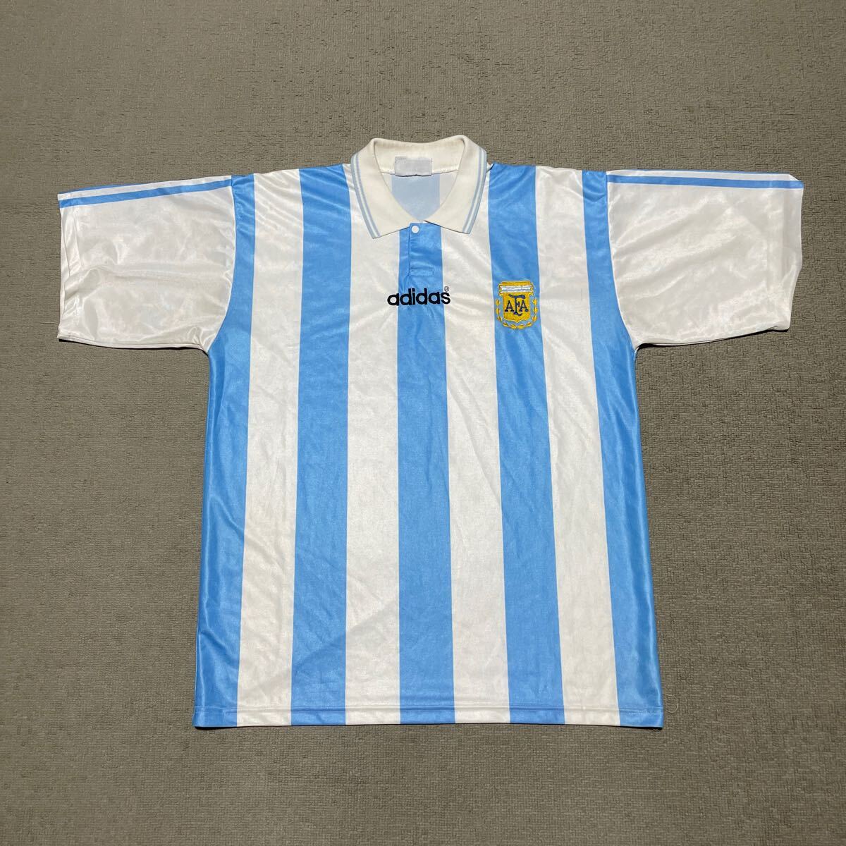 adidas アディダス サッカー アルゼンチン代表 94 home レプリカ ユニフォーム シャツ M 1994 アメリカ ワールドカップ マラドーナ_画像1