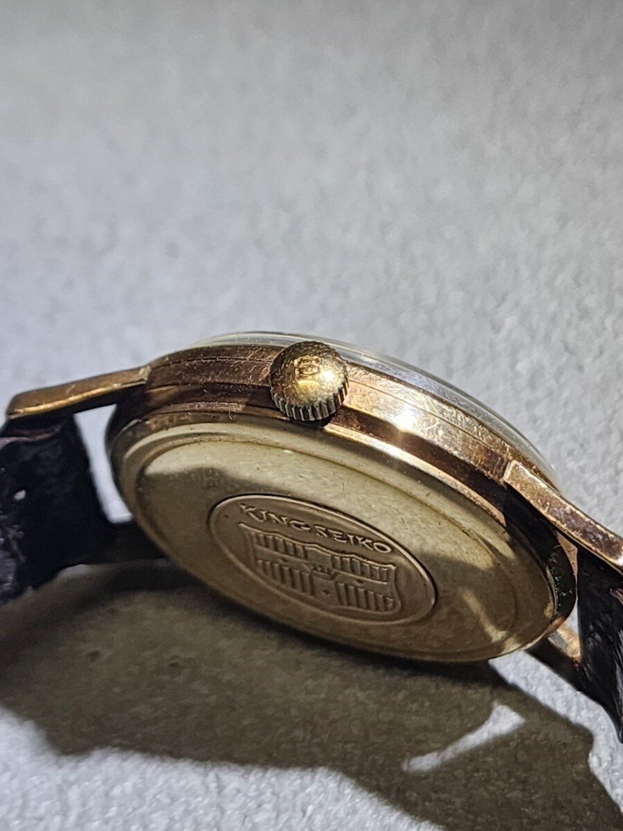 [稼働品]セイコー キングセイコー 手巻き 機械式腕時計 、25石メンズ ゴールドカラー文字盤 稼働品_画像3