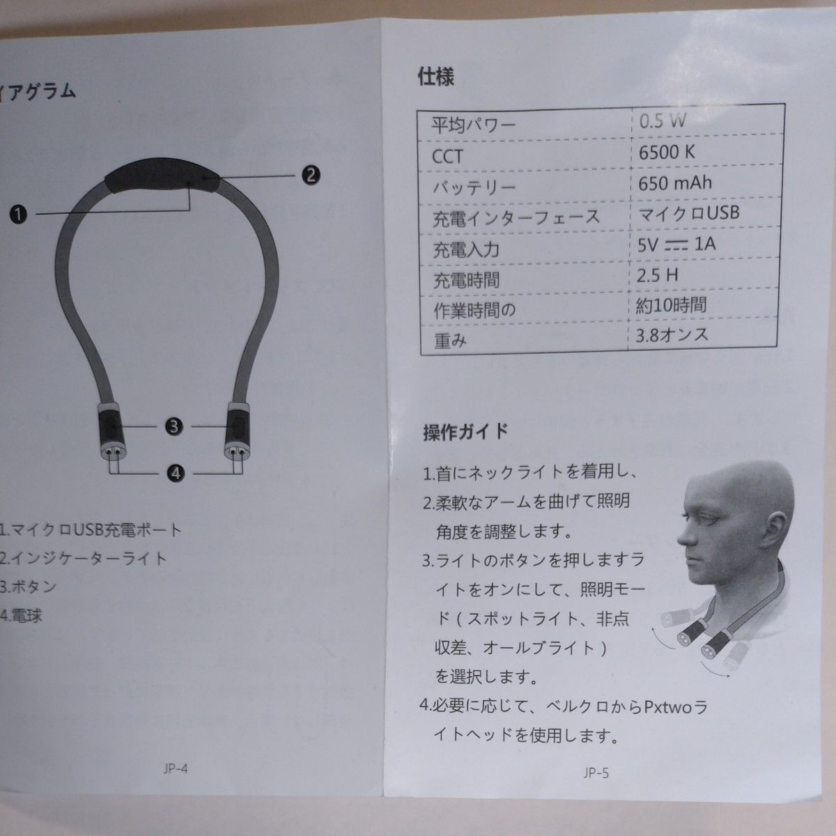 ネックライト　USB充電タイプ