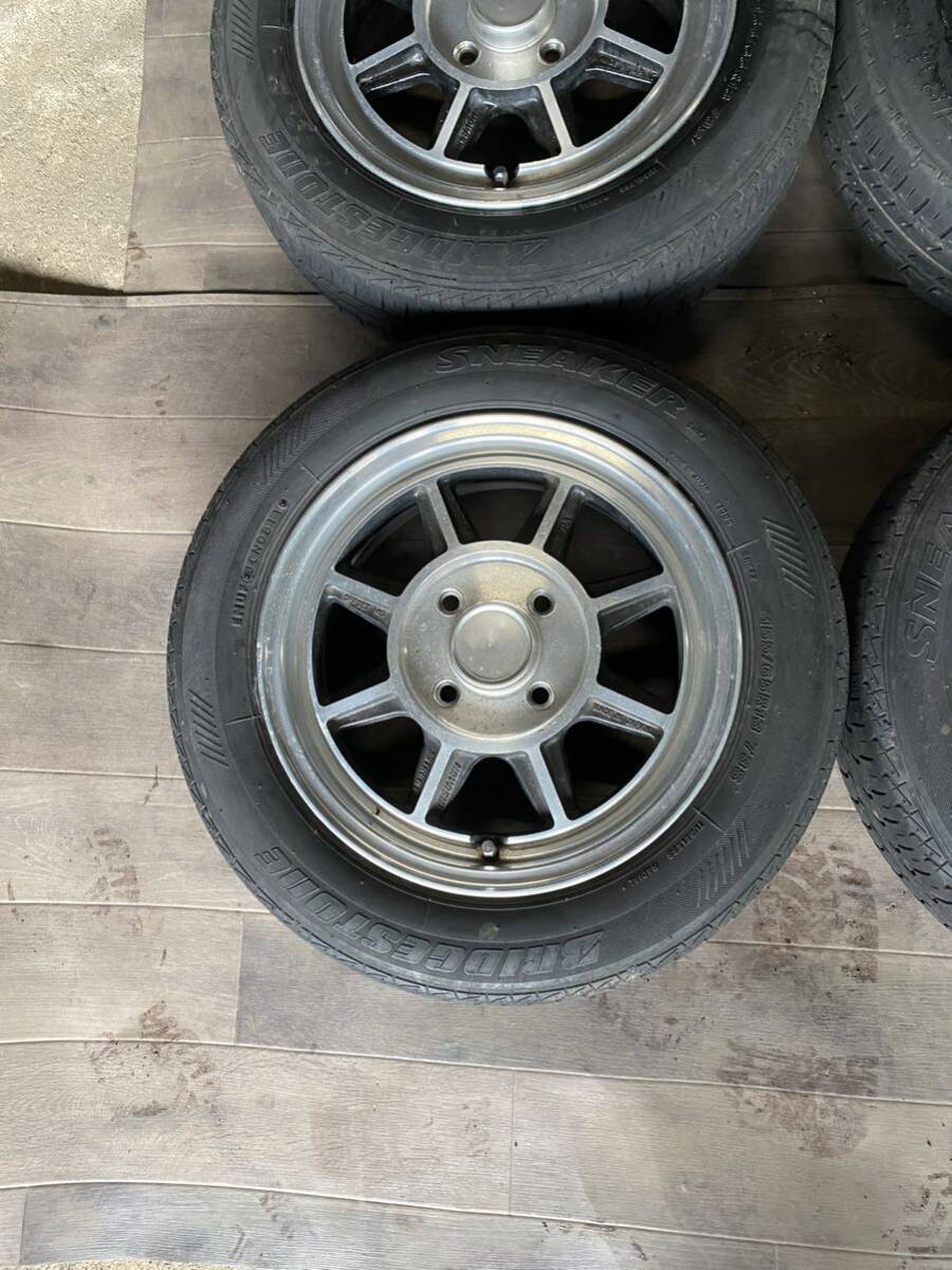 BRIDGESTONE SNEAKER夏タイヤ 155 65 13 5J 45 PCD100 4H ハヤシレーシング 旧車 当時物 _画像2