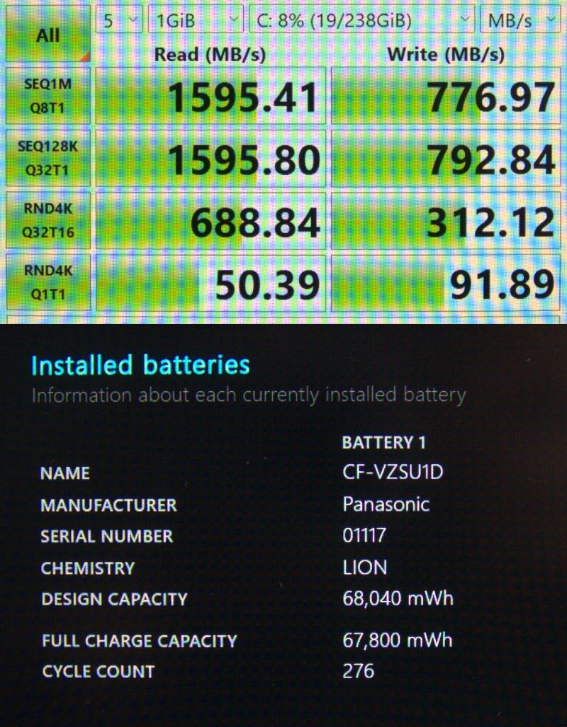 i5-8th Panasonic Let'sNote CF-SV8 メモリ8G/SSDNVMe256G/11Proクリーンインストール/12.1型HD+/CF-SV8TDLVS/大容量バッテリほぼ新品容量_画像8