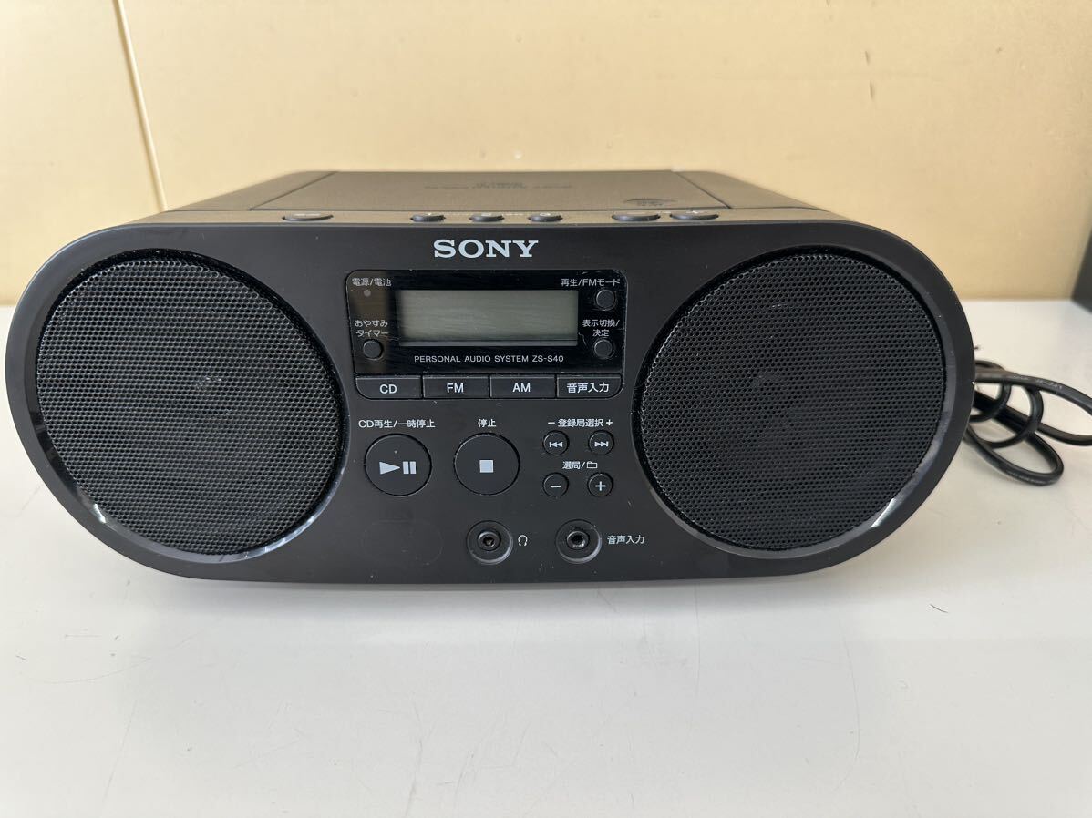 SONY ソニー パーソナルオーディオシステム CDラジオ AM FM CD ZS-S40 黒 ブラック 動作確認済 中古品【6824】の画像1
