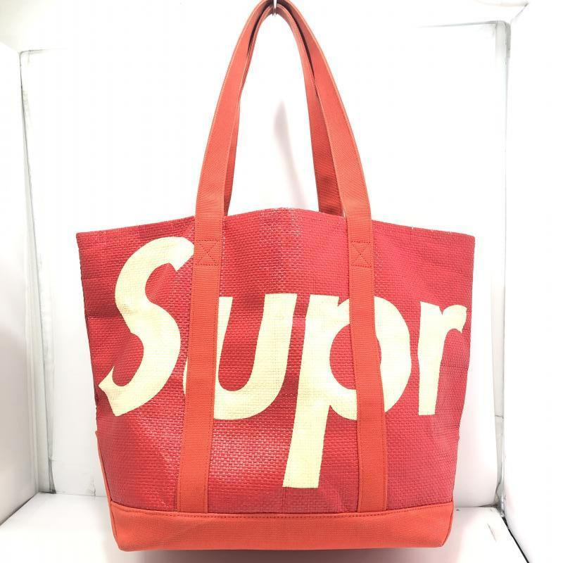 【中古】SUPREME 20SS Raffia Tote Bag RED △状態考慮 シュプリーム[240024461336]_画像1