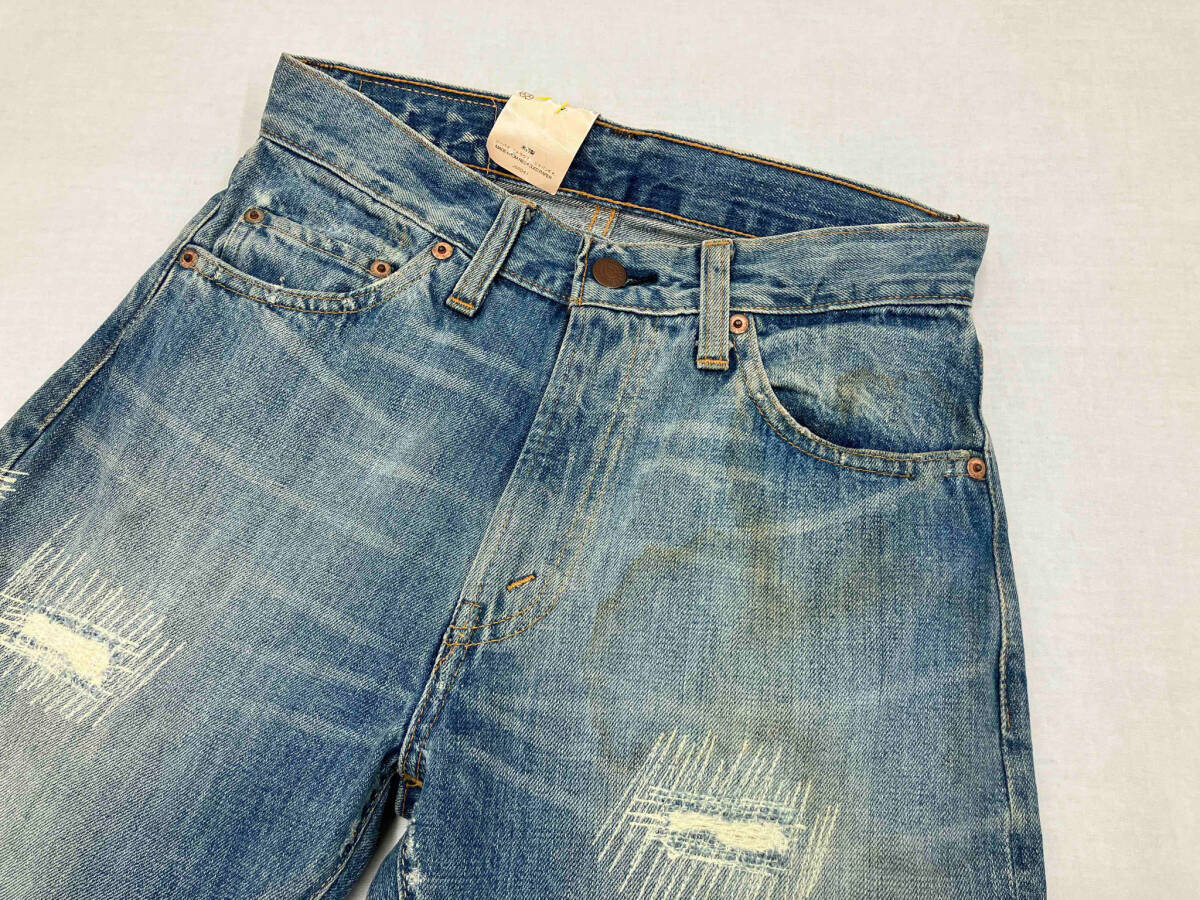 【タグ付】LEVI'S リーバイス 505-0217 ビッグE ダメージ加工デニムパンツ ジーンズ 赤耳 サイズ29 USA製 刻印555 ライトインディゴ ブルー_画像4